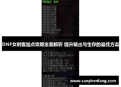 DNF女刺客加点攻略全面解析 提升输出与生存的最佳方案